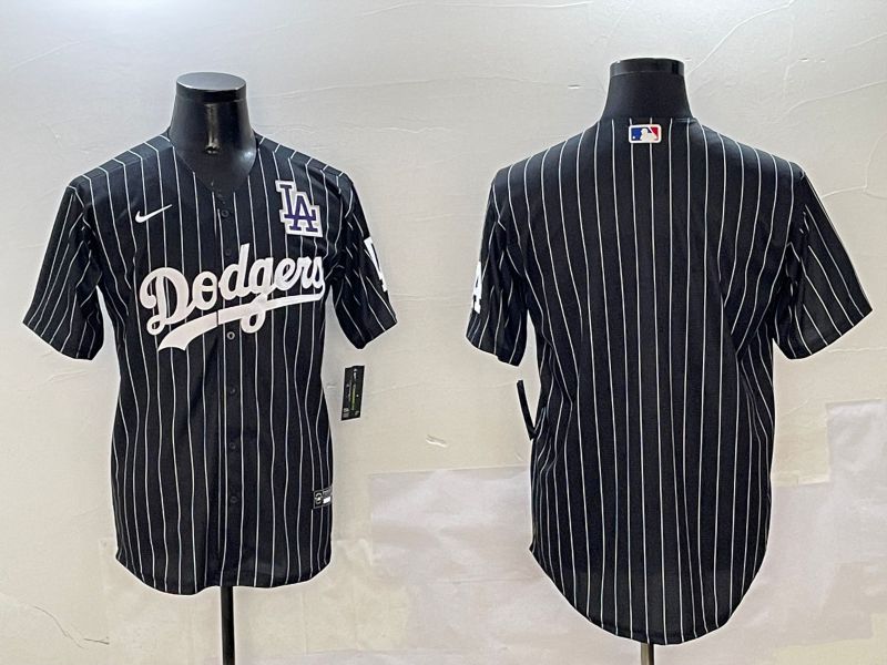 Men Los Angeles Dodgers Blank Black Stripe Jointly Name 2025 Nike MLB Jersey style 7